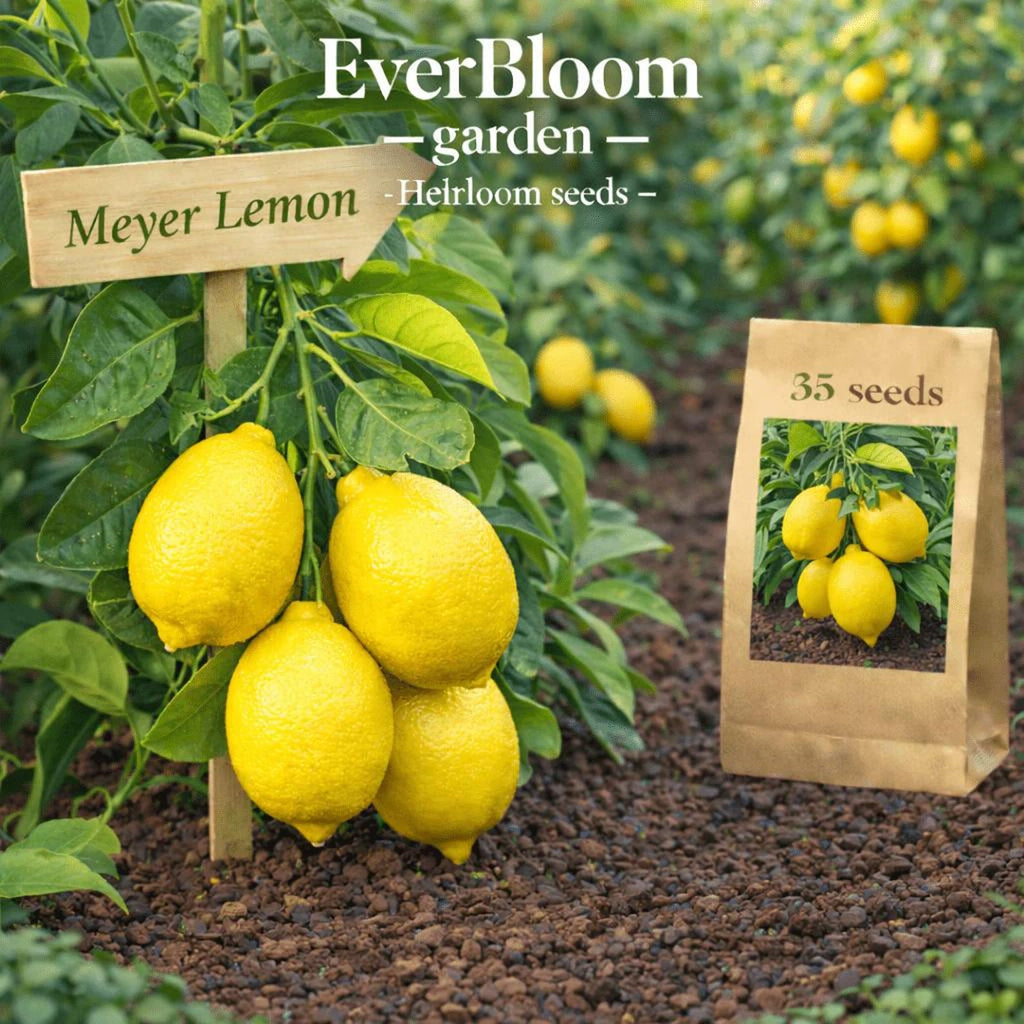 35 Pieces Meyer Lemon Seeds Open-Pollinated Non-GMO Organic Heirloom Fast Growing High Yield Non-GMO Fruit Seeds for Home Garden Planting Fresh Eating